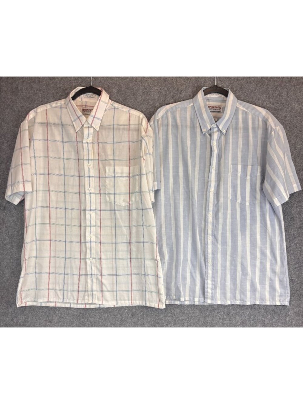 VTG McGregor Contemporary Mens Large Short Sleeve Button-Up Shirts White w Plaid